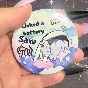 Licked a Battery, Saw God Funny Meme Button