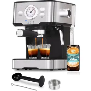 Espresso Machine with steamer, Cappuccino Coffee Maker with Milk Foaming Steam Wand for Latte, Mocha, Cappuccino, 1.5L Water  (Tibetan Black)
