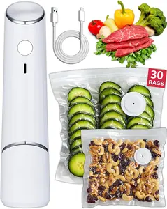 Compact Vacuum Sealer for Food (Vacuum Sealer Machine + 30 Reusable Vacuum Bags) Powerful Handheld Vacuum Sealer Machine, Seal Meal Saver, Portable Food Sealer