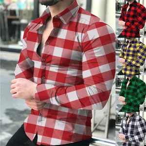 Men's Shirt Men's Long Sleeve Shirt Printed Plaid Shirt Casual Shirt Cardigan Men's