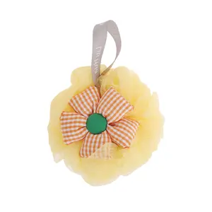 VOCOSTE Plaid Sunflower Bath Shower Loofah Sponge 1 Pc 4.72"x4.72"