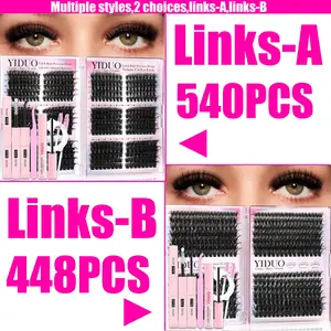 4/6-Style Eyelash Cluster Kit 60D/80D/100D/Volume + 3D Eyelash Cluster Kit 540/448 Pieces 10-18mm Cluster Eyelash Extension Kit D-Curl With  Lash Bond and Seal, Lash Remover，Lash Tweezers,Eyelash Brush DIY at home Eyelash Tools