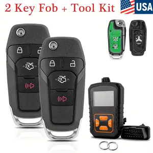 car key fob key fob shell 2 Pack Remote Key Fob 4 Button for Ford Fusion 2013-2017 Includes OBD2 Programmer Tool - Fixes Broken Lost Keys, Restores Weak Signal Range, Quick Self-Setup DIY, Avoids Expensive Dealership Programming Fees