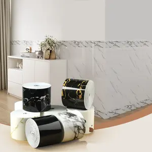 1 roll 1.96 inches x 393.70 inches self-adhesive wallpaper, Marble pattern wallpaper, Peel and stick wallpaper designs, imitation tile PVC skirting line sticker, waterproof moisture-proof wall sticker skirting