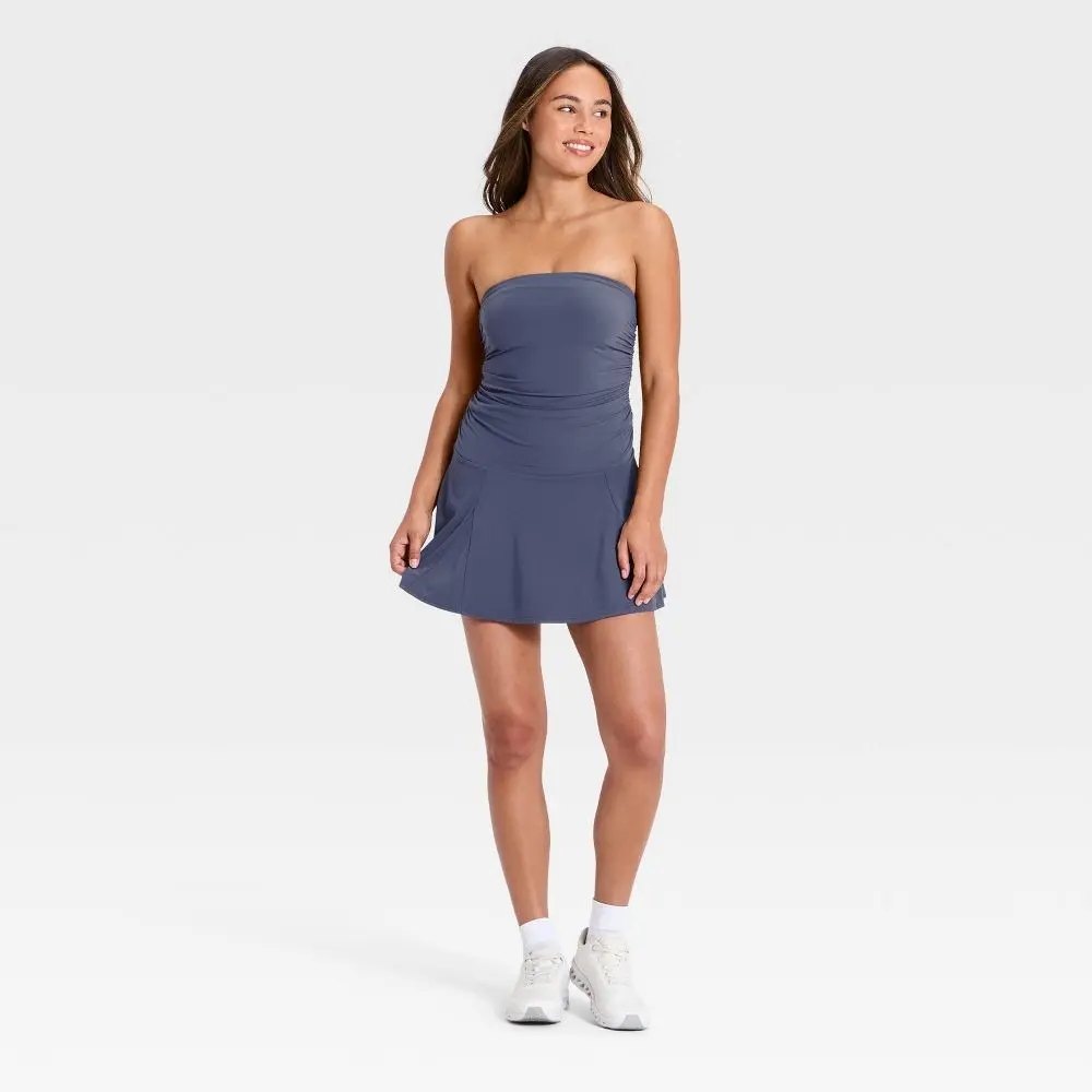 Women's Bandeau Sporty Athletic Dress - JoyLab Dark, Mini Length, Jogging Coverage, Sporty Dress