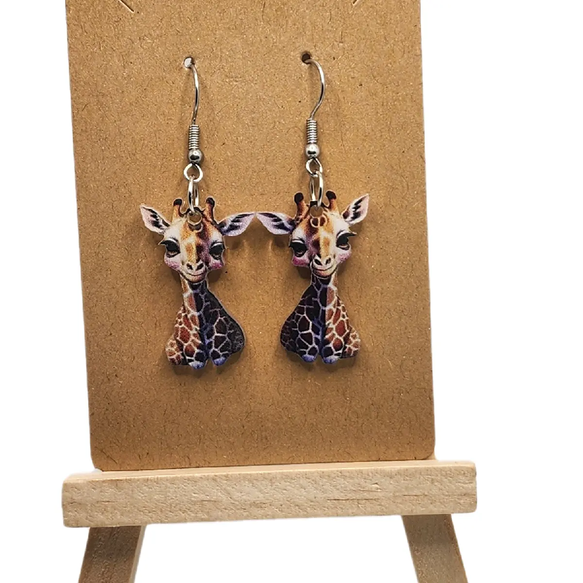 Women's Casual Daily Acrylic Giraffe Earrings - Female Plastic Fashion Accessory with Lightweight Durable Hooks, Fun Playful Design