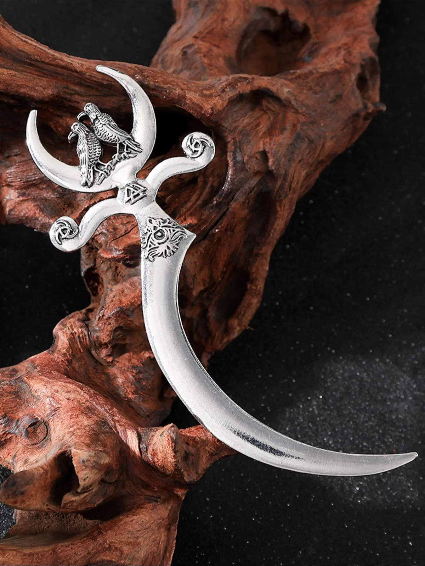 Viking Vintage Nordic Odin Moon Hair Clip, Devil Eye Witch Viking Style Hairpin, Fashion Party Accessory, Fashion Hair Accessories, Valentine's Day Mother's Day Birthday Gift