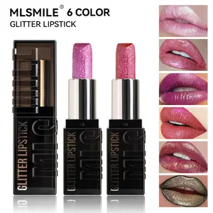 Pearlescent flash diamond lipstick metal dark wind European and American lasting easy to color lip gloss wholesale