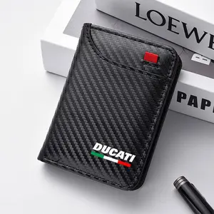 PU Leather Car Emblem Wallet Mini Credit Card Purse Portable Small Wallet Car Interior Accessory For DUCATI MONSTER 696 796 M1100S M1200S 848 1200 1199 Interior Car Accessories