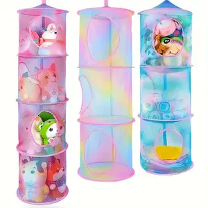 Stuffed Animal Storage Net, 3/4 Compartments Hanging Mesh Toy Storage Hammock, Toy Organizer for Home Bedroom Dormitory Dormitory, Hangable, Mesh Baskets