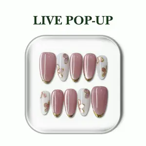 NailPhoria GLAZE PETAL - Handmade Press-On Nails | Reusable, Salon-Quality, Long-Lasting, Glossy Design