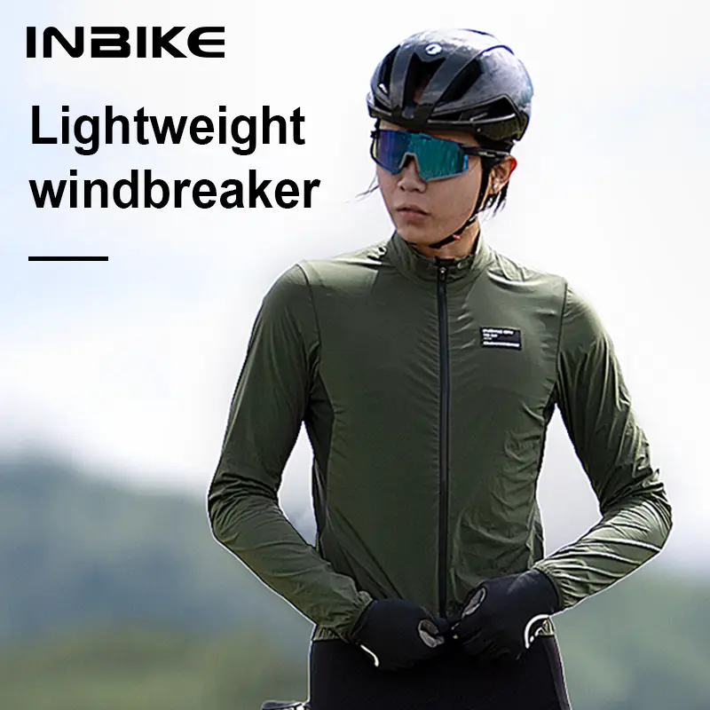 INBIKE Mens Cycling Jacket Lightweight Packable MTB Windbreaker Reflective Strips Jackets for Riding Running Quick Dry Clothing