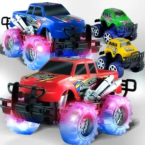 JoyX 4 Pack LED Monster Truck Car Toy with Tires for Boys and Girls Ages 3+ Motion Activated