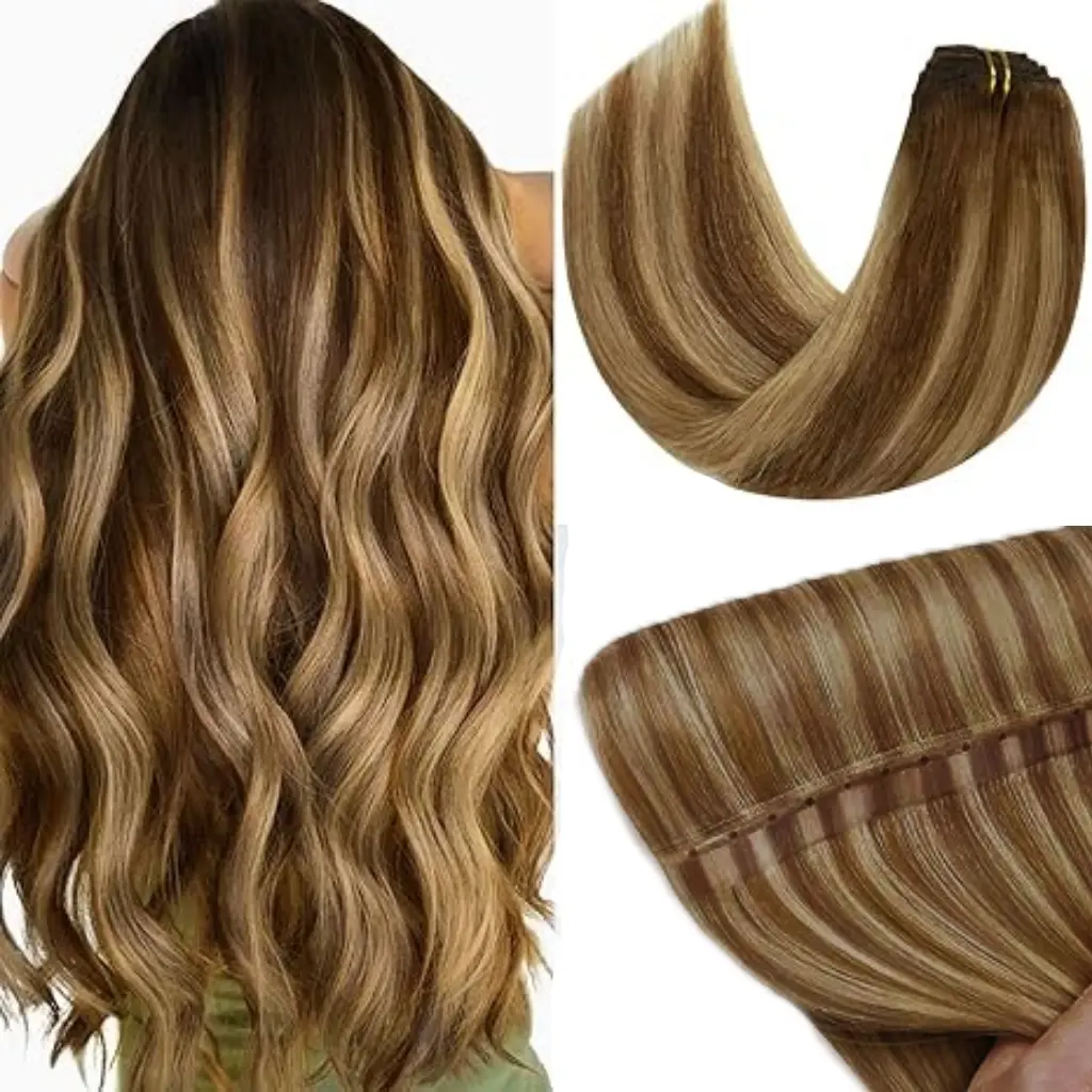 # P4/27 Medium Brown Highlight Honey Blonde