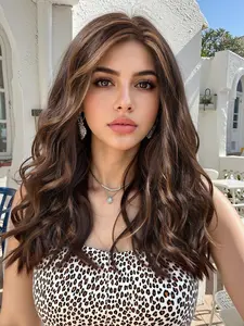 New No Glue T-Part Synthetic Lace Wig, Gold Ombre Color, Soft Roots, Shoulder Length, Deep Wavy Wigs, Lightweight and Easy to Wear for Fashionable Everyday Styles, Loose Wave Wigs