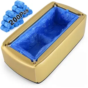 LYSHIYI Shoe Covers Machine Automatic Shoe Cover Dispenser with 200pcs Disposable Plastic Shoe Cover for Home, Office, Supermarket, Factory, Hospital (Gold)