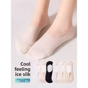 Women’s No Show Invisible Liner Socks 5 Pairs, Low Cut Anti Slip Flats Socks, Breathable Mesh Summer Socks with Silicone Heel Grip and Cotton Sole Womenswear
