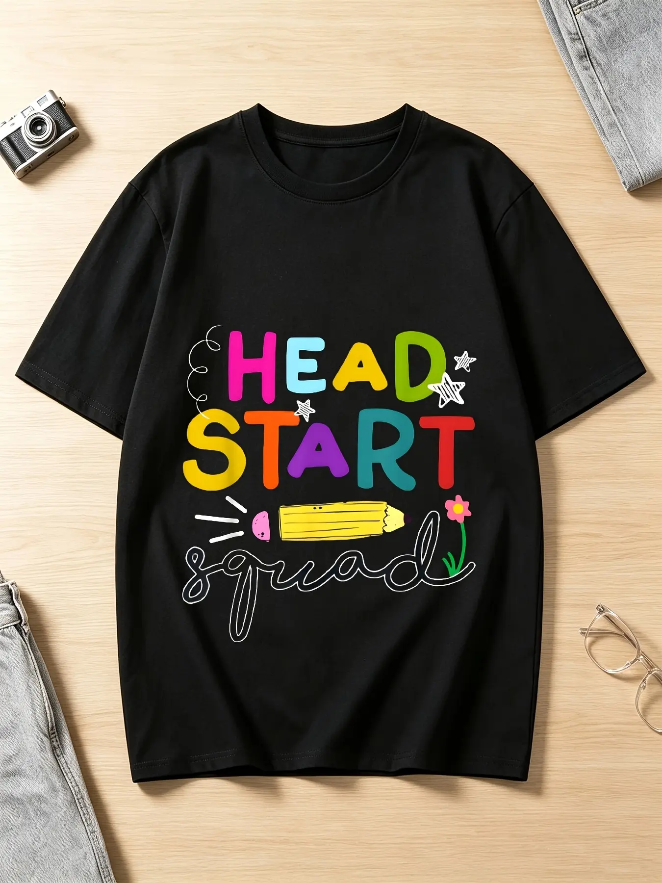 Head Start Squad Graphic T-Shirt for Teachers Soft unisex soft cotton short sleeve t shirt, vintage graphic casual tee for men women teens, perfect birthday holiday gift for camping travel gym daily street  wear
