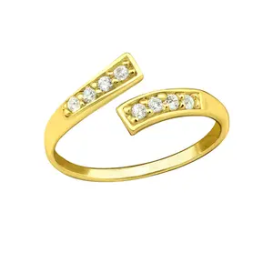 925 Silver Toe Ring Gold Plated and CZ Crystals