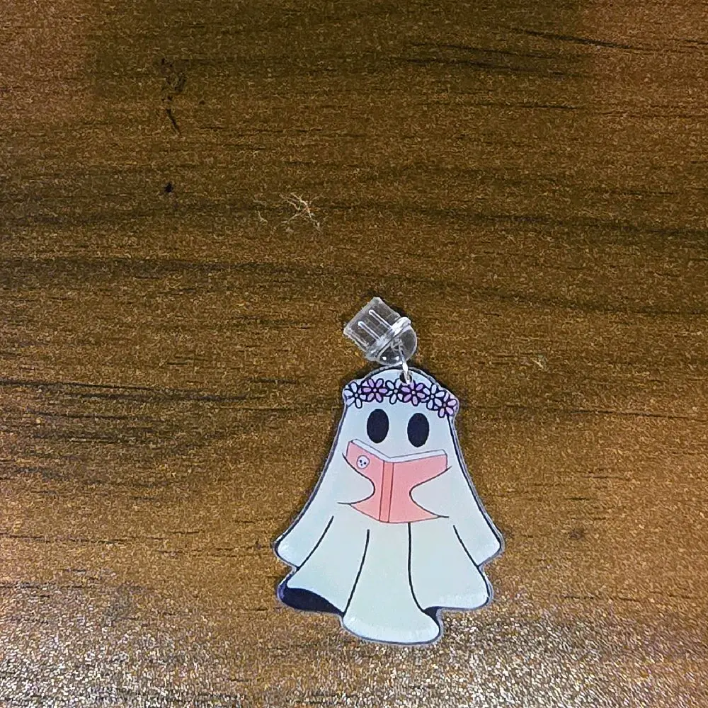 Ghost Reading Kindle/Phone Dust Plug Charm or Keychain