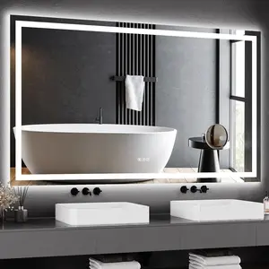Garvee 60x36 LED Bathroom Mirror with Lights, Dimmable, Anti-Fog, Backlit + Front Lit, and 3X Magnification Mirror, Smart Bathroom Vanity Mirror for Wall, Memory Function, Shatter-Proof