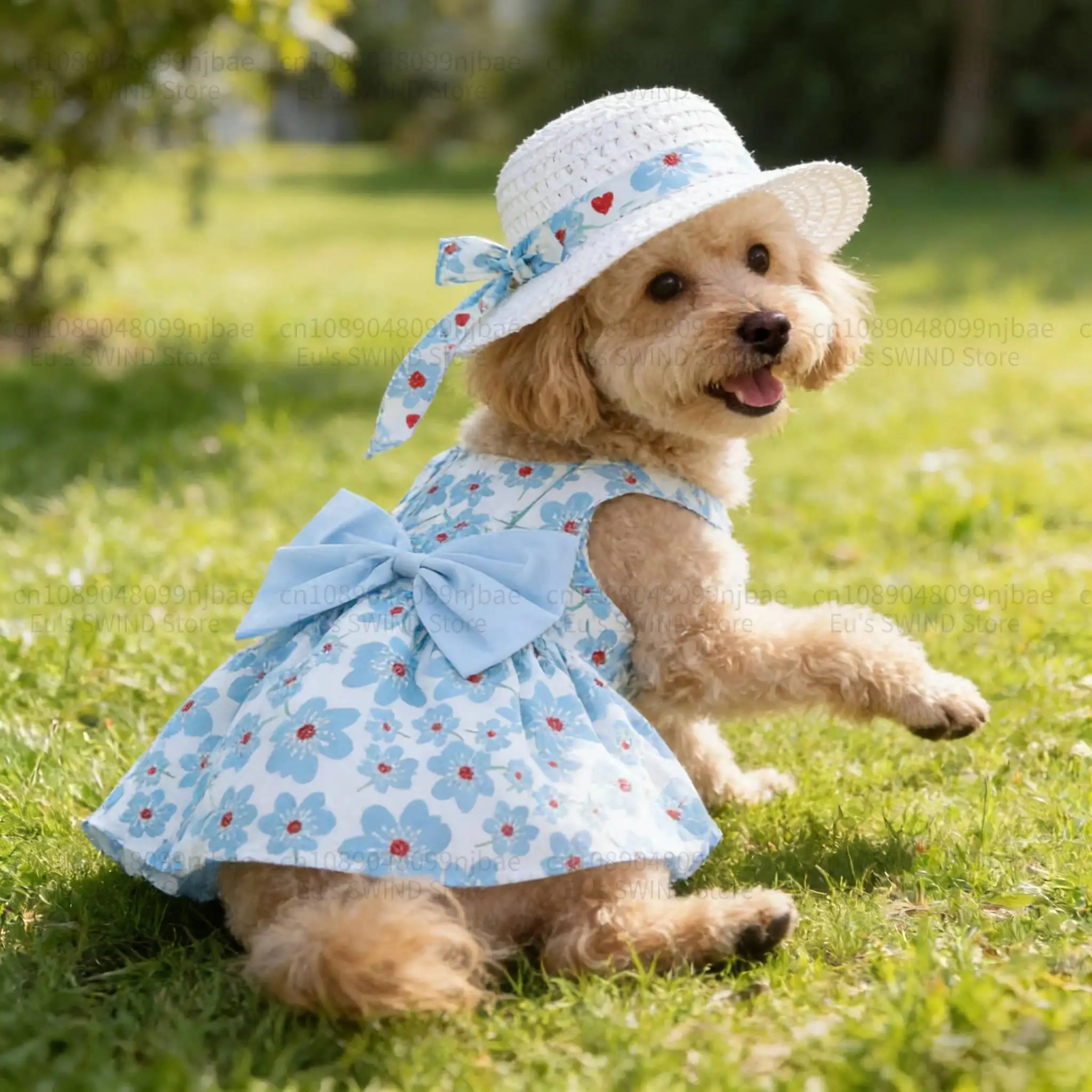 Summer cotton Dress for Puppy Princess Dog Clothes Cute Pet for medium-sized dog Poodle Schnauzer Samoyed Clothing Pet Supplies, One-Piece, Poodles/Schnauzers