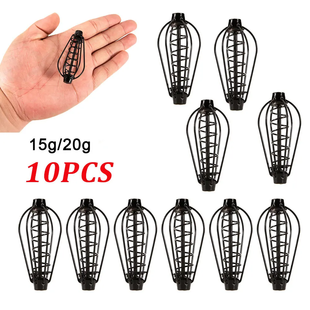 10pcs Spring Sinker Carp Fishing Feeder 15g 20g 6 Wire Method Swim Feeders US