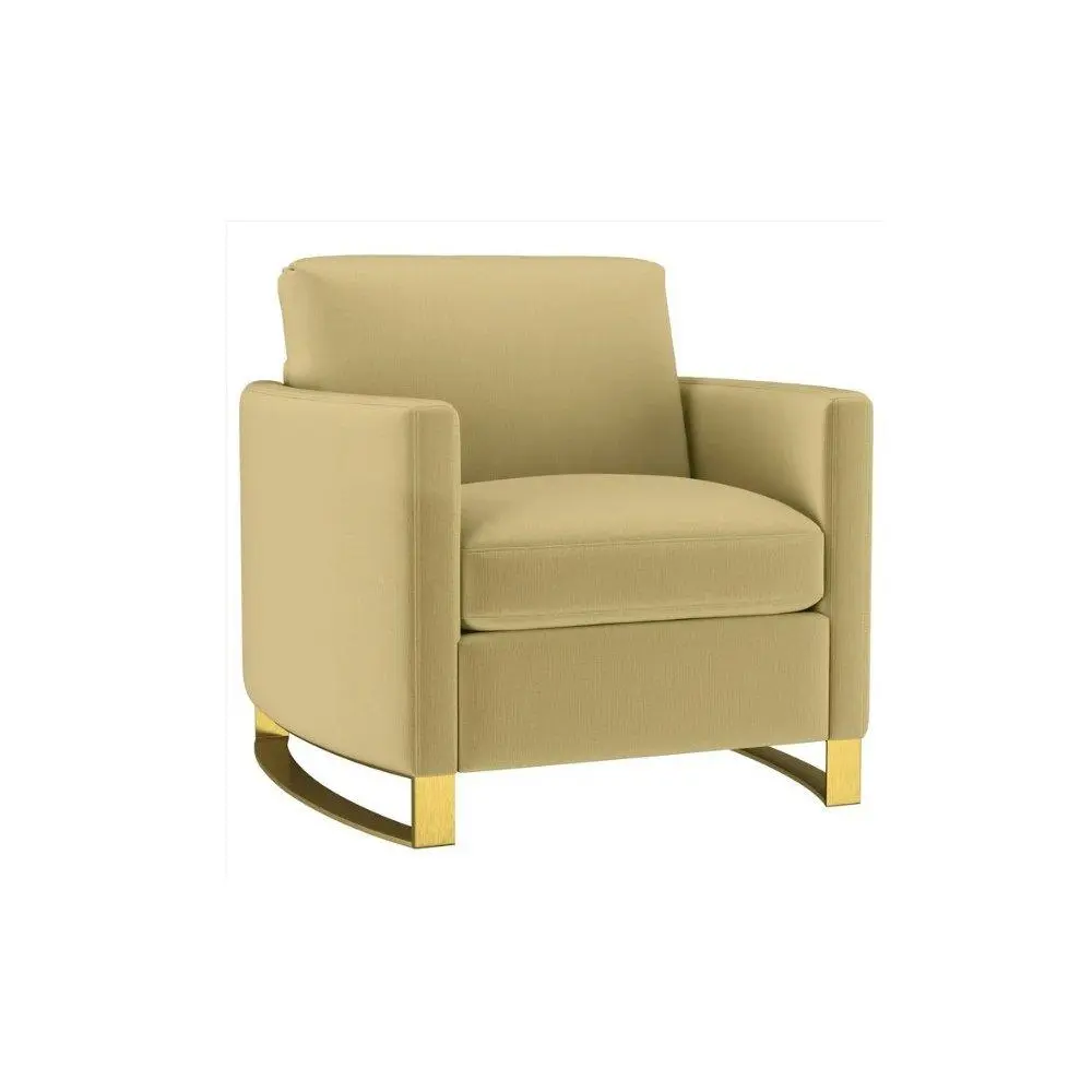 Corliss Upholstered Curved Track Arm Chair Camel