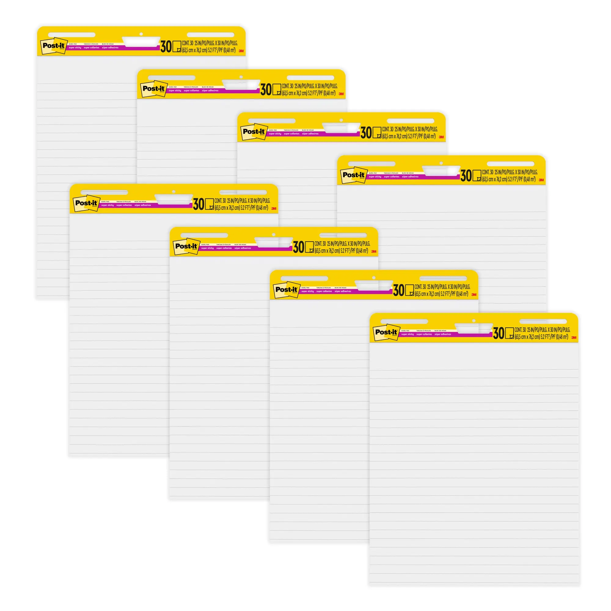 Post-it® Super Sticky Easel Pads, 25" x 30", 8 Pads, 30 Sheets/Pad, School Supplies for Classrooms, White, 561WLVAD8PK