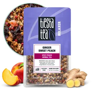Tiesta Tea Ginger Sweet Peach | Spicy Peach Herbal Tea | Loose Leaf Tranquility | Non - Caffeinated | Hibiscus Blend and Cane Sugar | Make Hot or Iced Beverage Natural