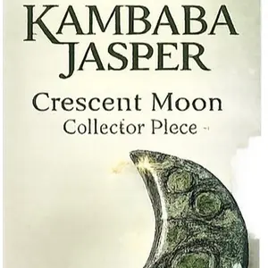 Kambaba Jasper Crescent Moon Ancient Earth Guardian Stone with Deep Forest Green Orb Patterns Natural Markings for Altar Styling Moon Rituals
