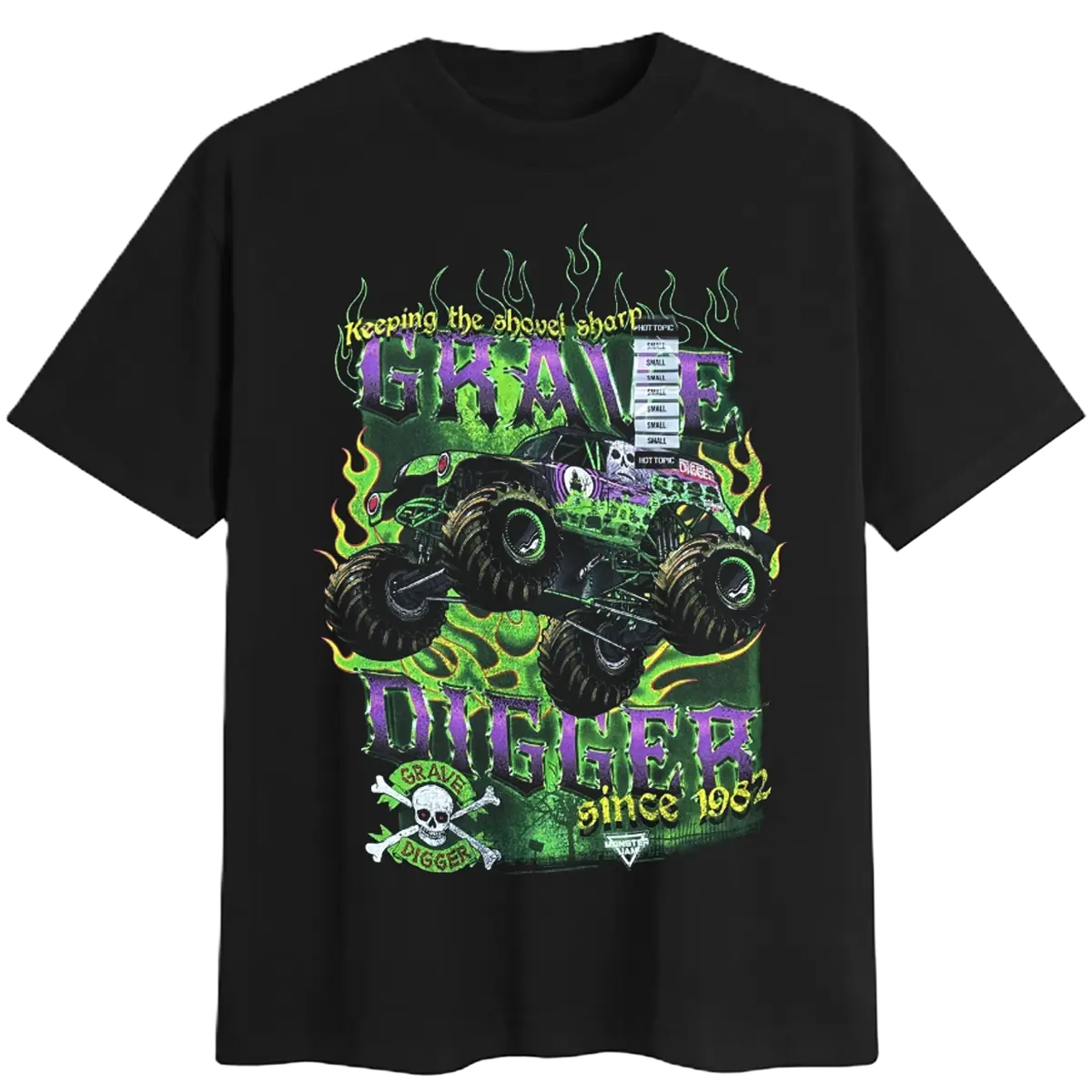 New Monster Jam Grave Digger Black T-shirt Cotton Fabric Classic 