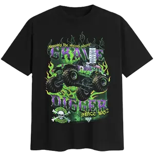 New Monster Jam Grave Digger Black T-shirt Cotton Fabric Classic Unisex Top Menswear