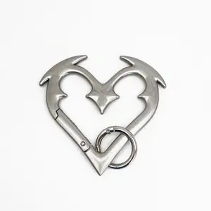 Aeropostale Gothic Heart Carabiner Keychain Heavy Duty Zinc Alloy Bold Statement Design Secure Clasp Fashion Accessory for Keys Bags