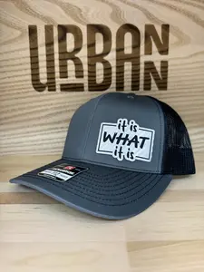 It Is What It Is Custom Leatherette Patch Trucker Style and Evolve Ponytail Hats trucker hat unique gift unisex hat FlexFit and Knit Beanie