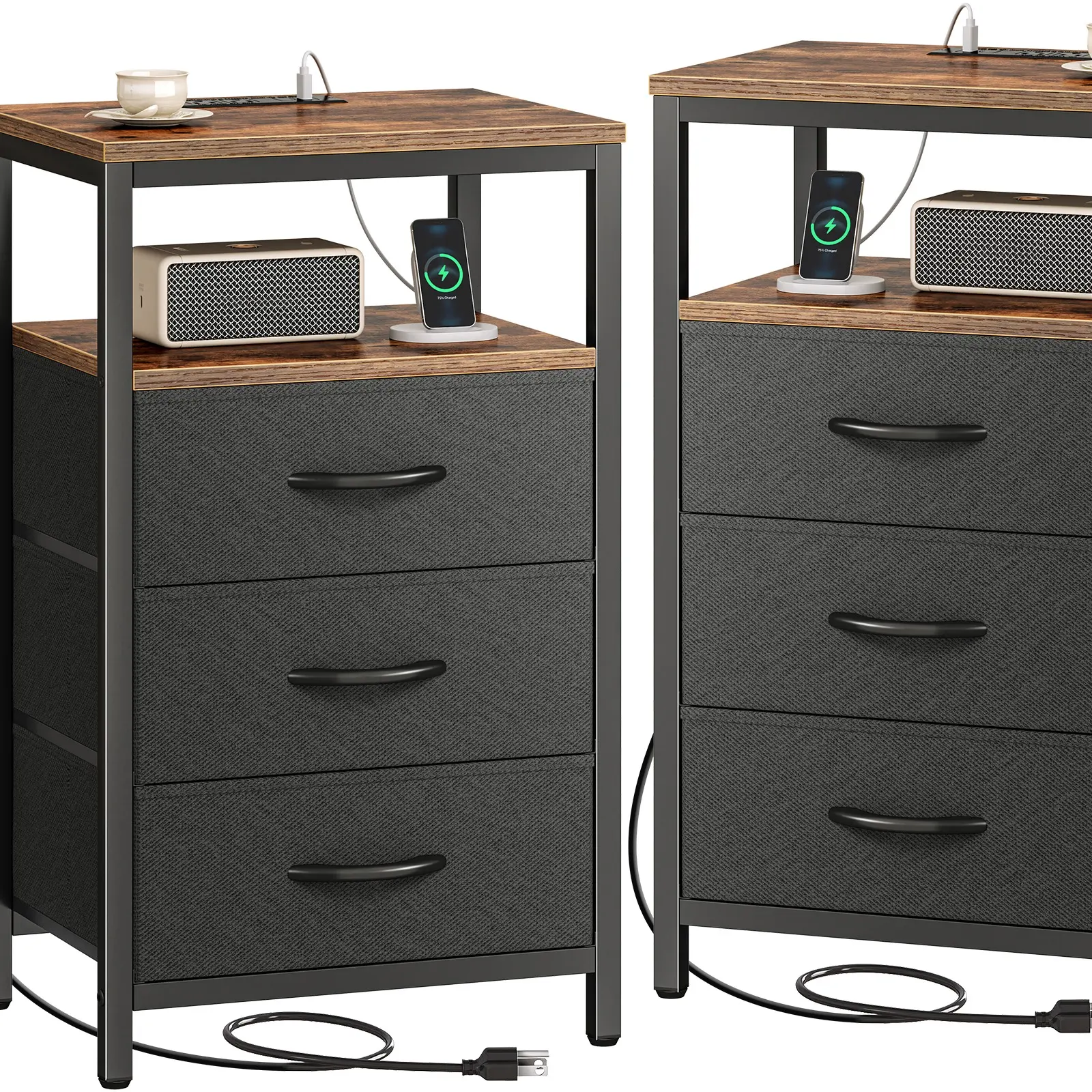 Rustic Brown and Black Set of 2