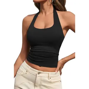 Womens Tank Tops Sexy Halter Neck Going Out Tops Summer 2026 Trendy Backless Workout Shirts Sleeveless Y2k Clothes
