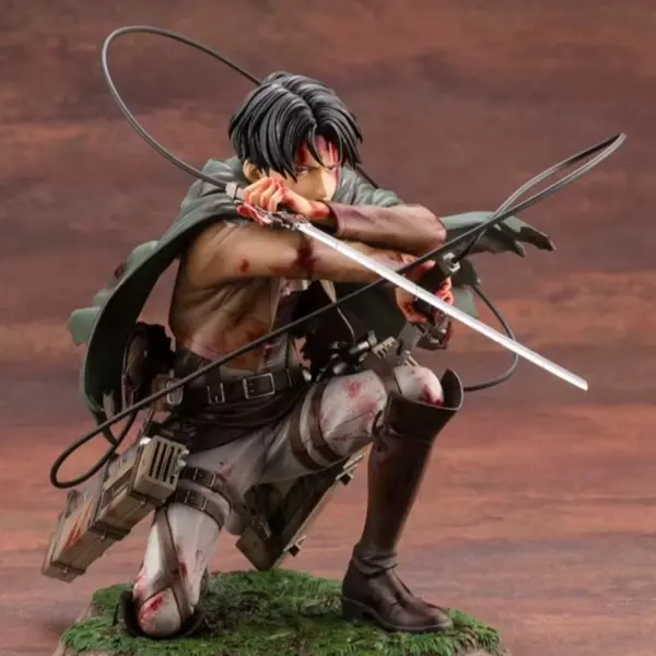 18cm Height Attack On Titan Levi Ackerman PVC Action Figure - Comics Collectible Gifts, Detachable Fortitude Sword, Bloody Battle Special Edition, High-Temperature Proof, 12 Years Above, Memory Training & Observation, House Decoration, Children Developmen