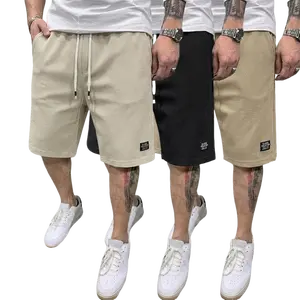 3-pack men’s summer shorts with solid textured patterns—loose, stylish design featuring letter embroidery accents; versatile mid-thigh athletic shorts that are a summer essential for outings, outdoor activities,  various occasions. men's Casual Breathable