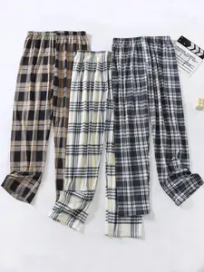 Men's Plaid Sleep Pants, Casual Fitted Long Pants, Comfortable and Loose Fit, Multiple Colors Available, Spring & Fall Wear