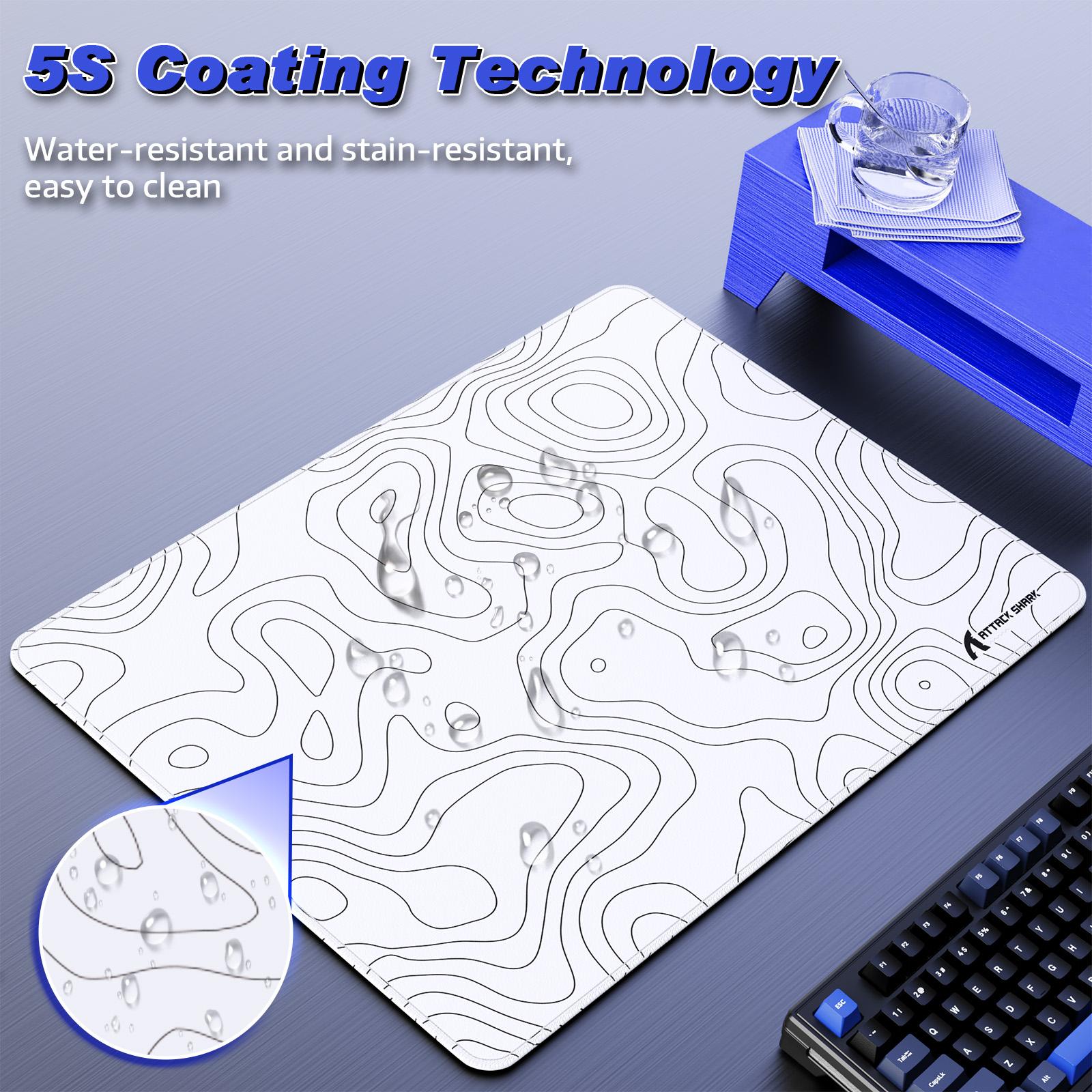 ATTACK SHARK CM02SE Gaming Mouse Pad, Non-Woven Texture Surface, Anti-Slip Rubber Base, Anti-Fraying Stitching Portable Mouse Mat for Mac/PC/Laptop Office&Gaming Accessories 410 * 310 * 4mm White