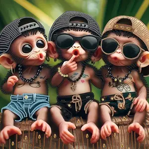 Diamond Painting Kit monkey DIY Special Shape Crystal Rhinestone Partial Drill Diamond Art Embroidery Bead Mosaic Crafts Handmade Wall Decor Painting Gift for Adult and Beginner