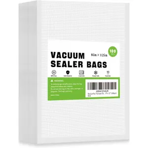 100 Quart 8x12 Inch Vacuum Sealer Bags for  Saver,Seal a Meal Bags,Vacuum Seal Bags for  Storage,Sous Vide,Meal Prep,Pre-cut Vacuum Seal Freezer Bags Heavy Duty Commercial Grade