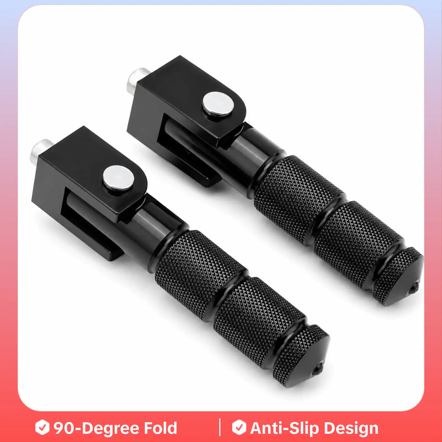 Windance 8mm M8 passenger footpeg bracket, 90-degree foldable anti-slip footpeg, suitable for motorcycles, scooters, bicycles, bikes (black), off-road motorcycle accessories, footpeg, 90° angle
