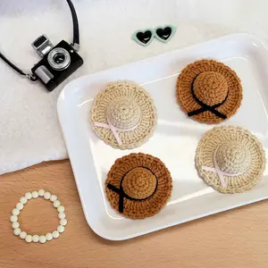 High Quality 10cm Crochet Straw Baby Hat Handmade Mini Cartoon Toy Knitted Hat Factory Customized Replaceable Doll Accessories