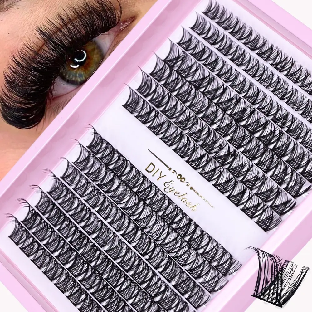 154pcs Cluster Lashes 10-16mm Wispy False Eyelashes Extensions Individual Lashes Natural Look Lashes D Curl Fluffy Cluster Lashes DIY Eyelash Soft Lashes Fluffy Eyelash Clusters