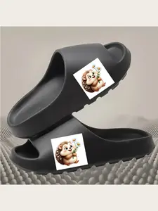 Cute Hedgehog with Daisies Slippers for Women Men Kids Soft Comfortable Indoor Home Non-slip Warm Fuzzy Animal Print Cartoon Casual House Shoes