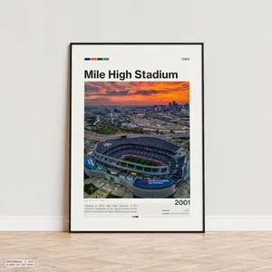 Mile High Stadium Poster, Denver Broncos Poster Print, NFL Stadium Poster, Sports Poster, Mid Century Modern, Football Fan Gift Print