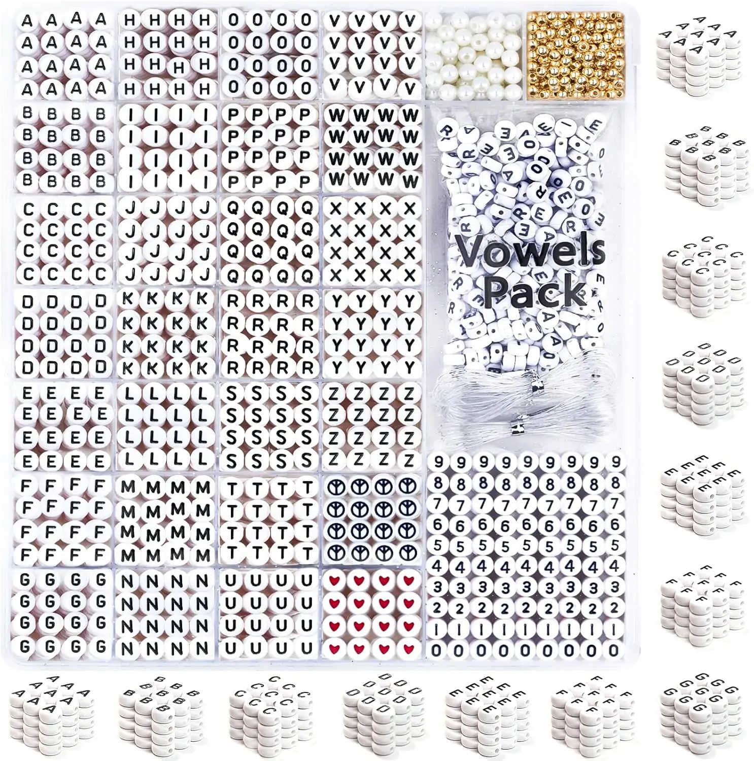 1650 Pcs Letter Beads Kit with Extra Vowels and Numbers, Alphabet Beads for Bracelets Making, Perfect for Friendship Bracelets