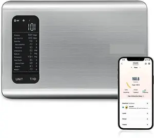 Food Kitchen Scale, Digital Grams and Ounces for Weight Loss With Smart Nutrition App, 19 Facts Tracking, Baking, Cooking, Portion Control, Macro, Keto, 11 Pounds-Large, Stainless Steel Measuring Utensils